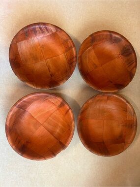 Woven Wood Vintage Bowls